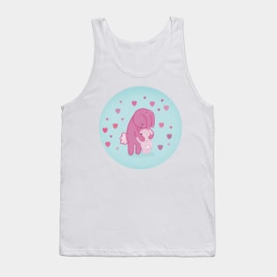 Thank you mum: a cute mummy rabbit cuddling her cute pink baby bunny rabbit Tank Top